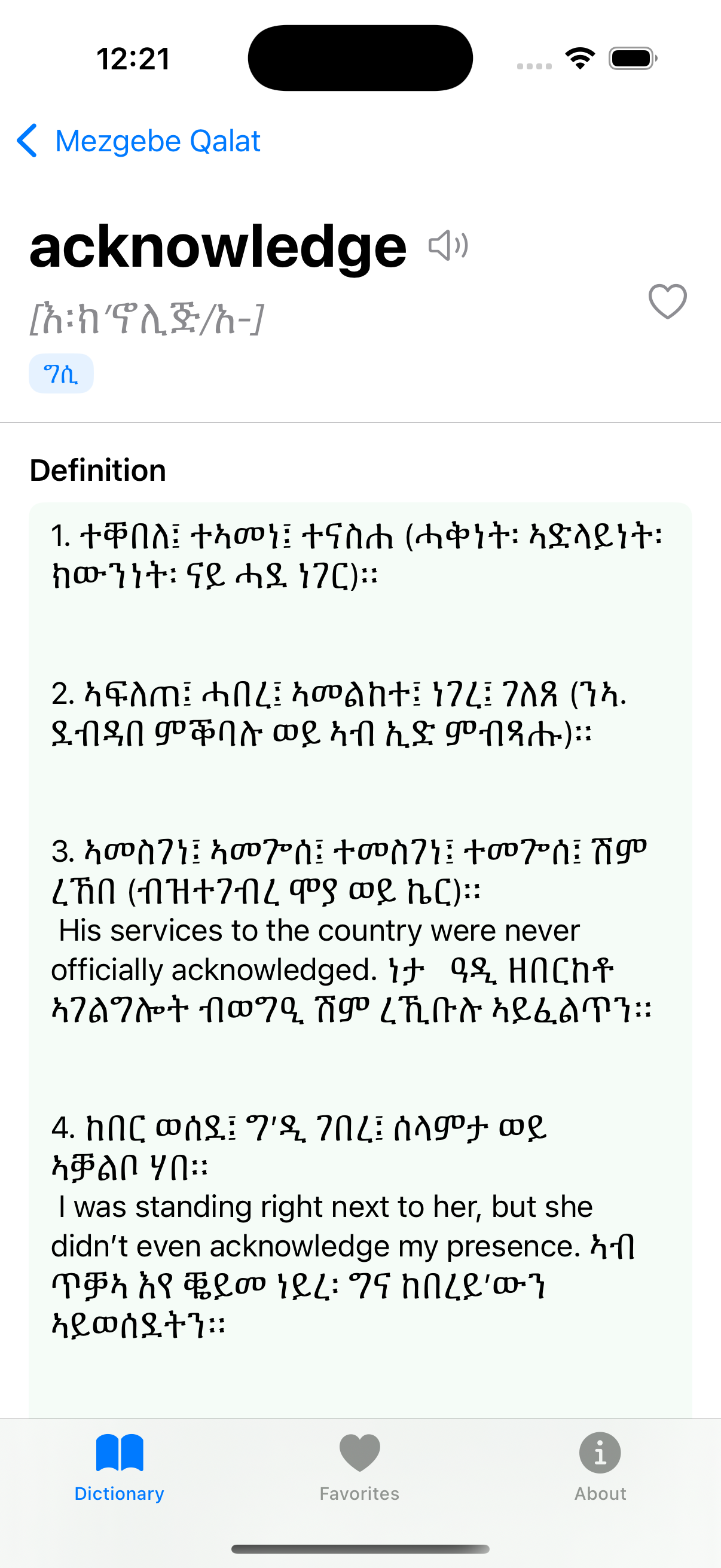 iOS Definition Screen